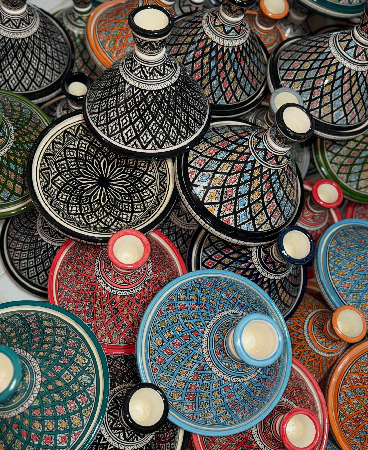 Moroccan Tagine Dish - Hand-painted 9.84 in