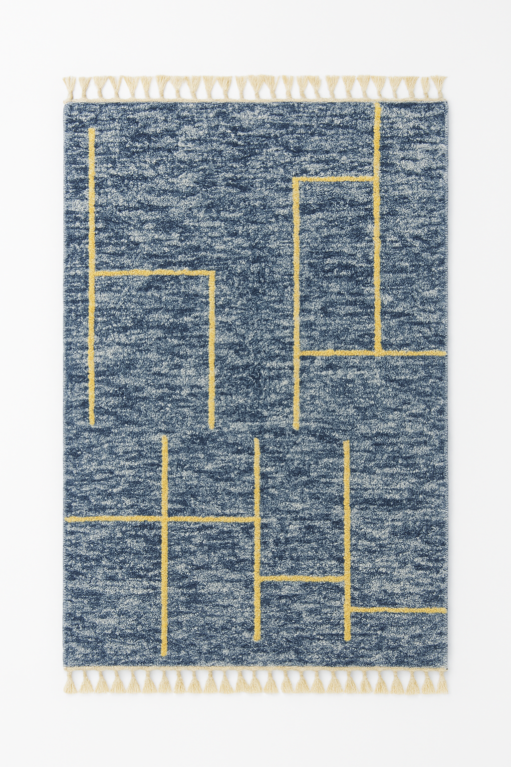 Modern Beni Mrirt Rug – Handwoven Wool with Indigo Grid Pattern