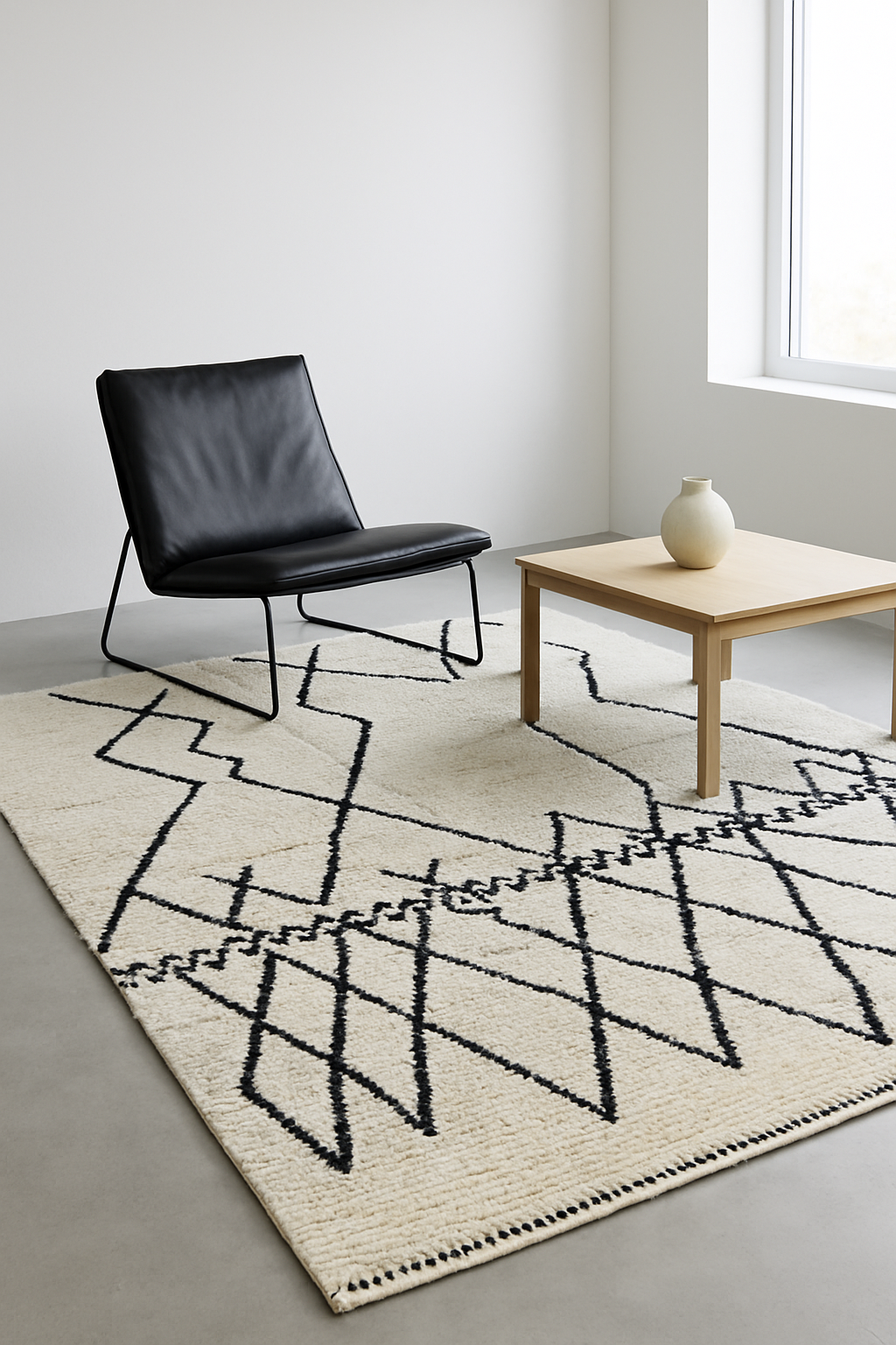 Atlas Noir & Blanc Rug. Geometric Elegance
