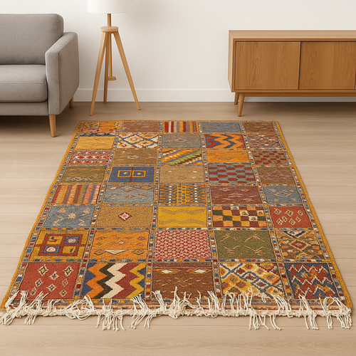 Amazigh Patchwork Rug – Colors of the Atlas